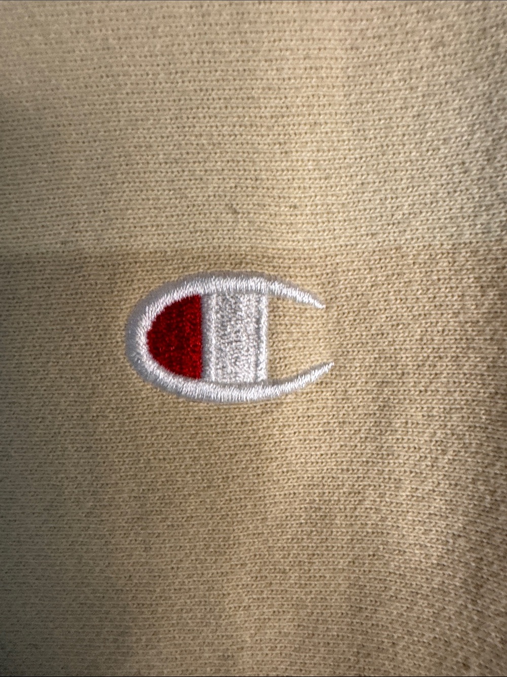 Champion Reverse Weave Cut Off Sleeves Cream Crewneck Sweatshirt - Picture 4 of 11